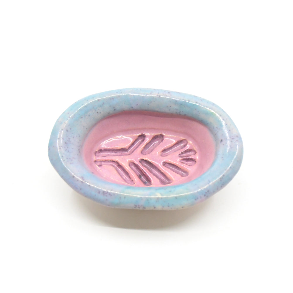 Oval Soap Dish - pink and blue